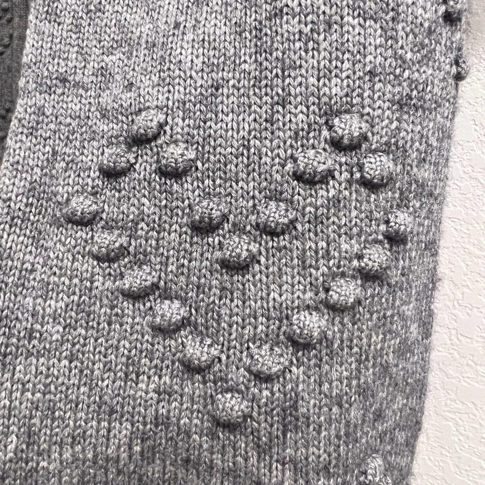 Splendid Collection Gray Puff Sleeve Heart Popcorn Knit Crewneck Sweater Size S